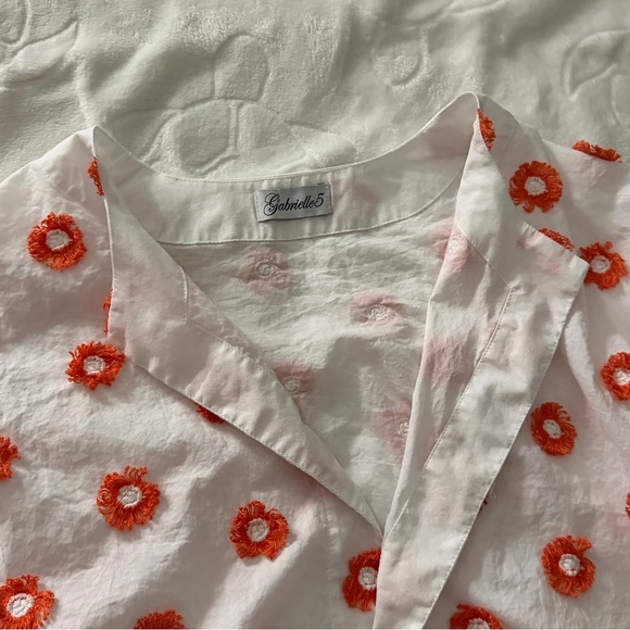 Gabrielle5 Women's Floral Blazer - White and Orange size L 100% Cotton - Picture 6 of 9